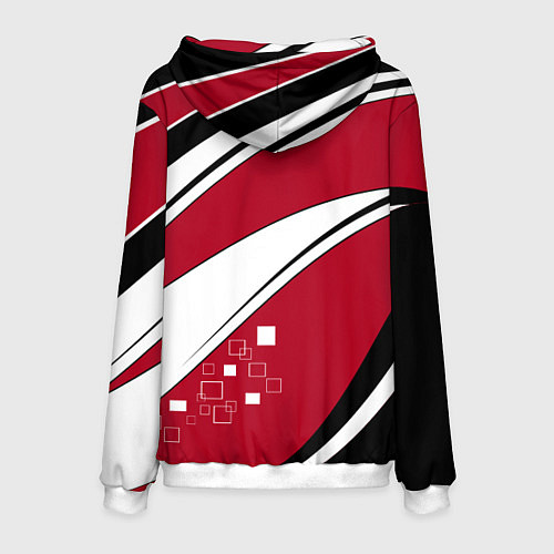 Мужская толстовка Красно черная абстракция на белом спорт / 3D-Белый – фото 2