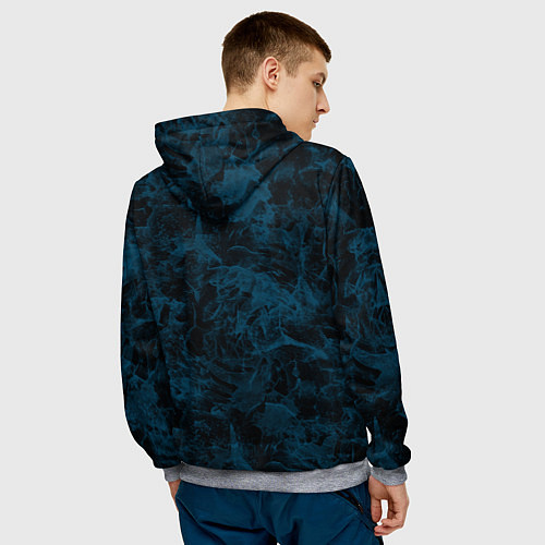 Мужская толстовка Синий и черный мраморный узор / 3D-Меланж – фото 4