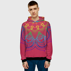 Толстовка-худи мужская Viva magenta mandala, цвет: 3D-черный — фото 2