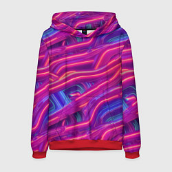 Толстовка-худи мужская Neon waves, цвет: 3D-красный