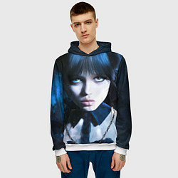 Толстовка-худи мужская Уэнсдэй: дочь Аддамсов, цвет: 3D-белый — фото 2