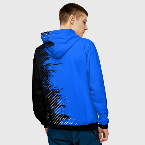 Мужская толстовка Соник на синем фоне / 3D-Черный – фото 4