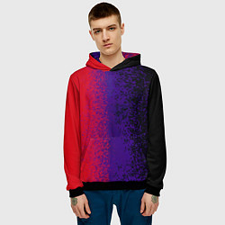 Толстовка-худи мужская Красные, чёрные, синие капли, цвет: 3D-черный — фото 2