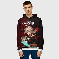 Толстовка-худи мужская Genshin Impact Каэдэхара Кадзуха, цвет: 3D-белый — фото 2