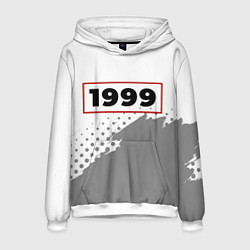 Толстовка-худи мужская 1999 - в красной рамке на светлом, цвет: 3D-белый