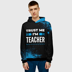 Толстовка-худи мужская Trust me Im teacher dark, цвет: 3D-черный — фото 2