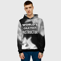 Толстовка-худи мужская Worlds okayest instructor - dark, цвет: 3D-черный — фото 2