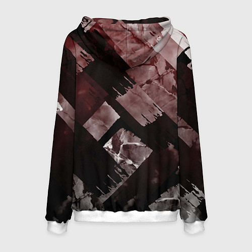 Мужская толстовка Красные и чёрные полосы / 3D-Белый – фото 2