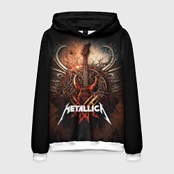 Толстовка-худи мужская Metallica гитара и логотип, цвет: 3D-белый