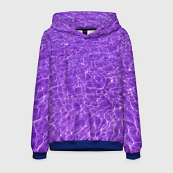 Толстовка-худи мужская Абстрактные фиолетовые волны воды, цвет: 3D-синий