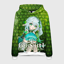 Толстовка-худи мужская Нахида - Малая властительница Кусанали элементали, цвет: 3D-белый