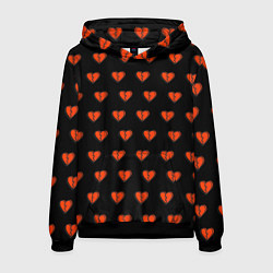 Толстовка-худи мужская Разбитые сердца на черном фоне, цвет: 3D-черный