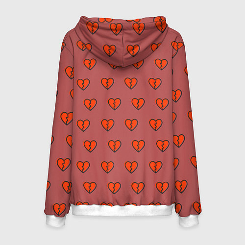 Мужская толстовка Разбитые сердца на бордовом фоне / 3D-Белый – фото 2