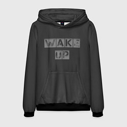 Толстовка-худи мужская Wake up, цвет: 3D-черный