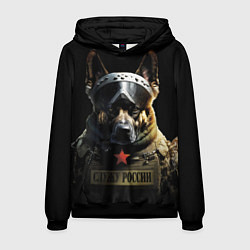 Толстовка-худи мужская Немецкая овчарка солдат, цвет: 3D-черный