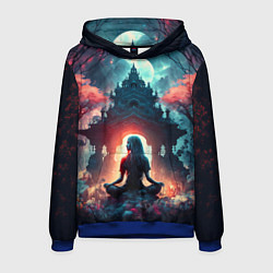 Толстовка-худи мужская Медитирующая девушка, цвет: 3D-синий