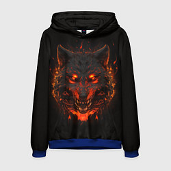 Толстовка-худи мужская Морда огненного волка, цвет: 3D-синий