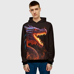 Толстовка-худи мужская Огненный дракон, цвет: 3D-черный — фото 2