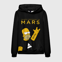 Толстовка-худи мужская 30 Seconds to Mars Гомер Симпсон рокер, цвет: 3D-черный