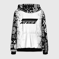 Толстовка-худи мужская Ateez black and white, цвет: 3D-черный