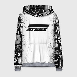 Толстовка-худи мужская Ateez black and white, цвет: 3D-меланж