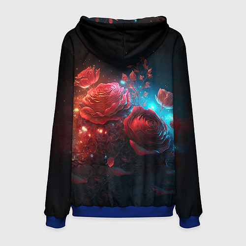 Мужская толстовка Алые розы в ночном лесу / 3D-Синий – фото 2