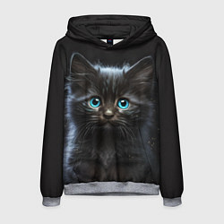 Толстовка-худи мужская Голубоглазый котенок, цвет: 3D-меланж