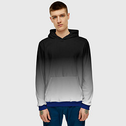 Толстовка-худи мужская От черного к белому, цвет: 3D-синий — фото 2