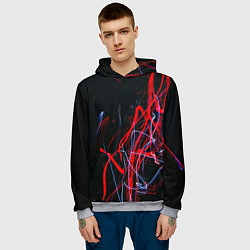 Толстовка-худи мужская Дым искры цветные, цвет: 3D-меланж — фото 2