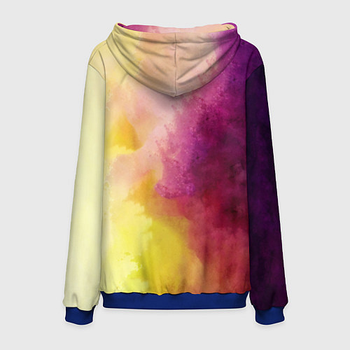 Мужская толстовка Ветка цветущей яблони акварель / 3D-Синий – фото 2