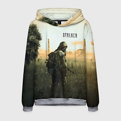 Толстовка-худи мужская STALKER Одиночка утром на ЧАЭС, цвет: 3D-меланж