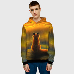 Толстовка-худи мужская Лиса духи предков, цвет: 3D-черный — фото 2