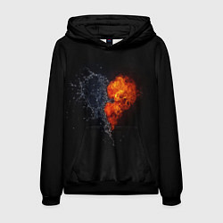 Толстовка-худи мужская Любовь, огонь и вода, цвет: 3D-черный