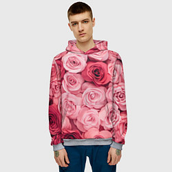 Толстовка-худи мужская Чайная пыльная роза - нежно розовый цветок, цвет: 3D-меланж — фото 2
