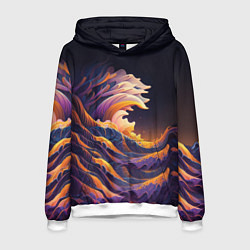 Толстовка-худи мужская Красочная волна, цвет: 3D-белый