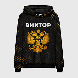 Толстовка-худи мужская Виктор и зологой герб РФ, цвет: 3D-черный