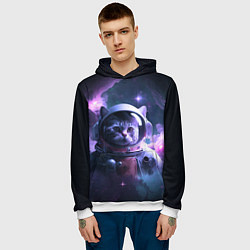 Толстовка-худи мужская Котик космонавт, цвет: 3D-белый — фото 2