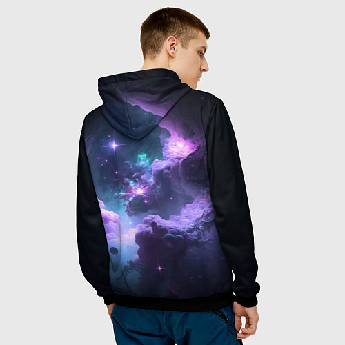 Мужская толстовка Котик космонавт / 3D-Черный – фото 4