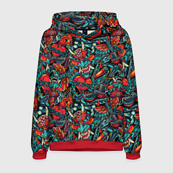 Толстовка-худи мужская Ирезуми Японские маски, цвет: 3D-красный