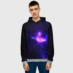 Толстовка-худи мужская Неоновое свечение космоса, цвет: 3D-меланж — фото 2