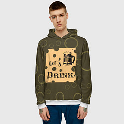 Толстовка-худи мужская Давай выпьем, цвет: 3D-белый — фото 2