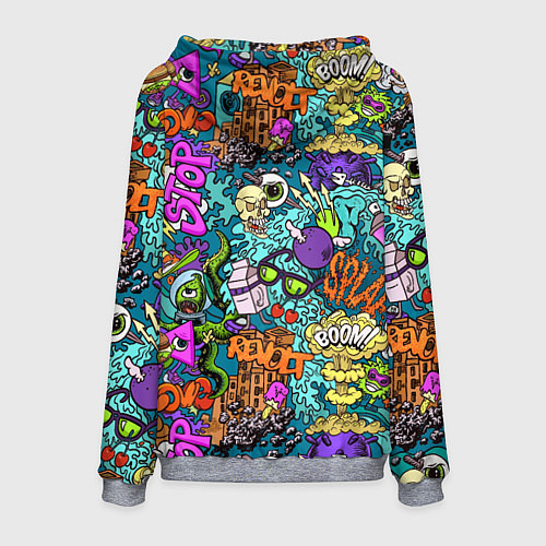 Мужская толстовка Поп-арт взрыв с инопланетянином и черепом / 3D-Меланж – фото 2