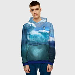 Толстовка-худи мужская Subnautica - КРАБ на леднике, цвет: 3D-синий — фото 2