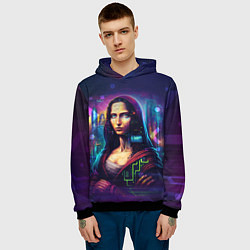 Толстовка-худи мужская Cyberpunk Mona Lisa, цвет: 3D-черный — фото 2