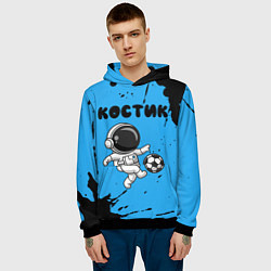 Толстовка-худи мужская Костик космонавт футболист, цвет: 3D-черный — фото 2