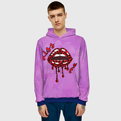 Толстовка-худи мужская Поцелуй меня алые губы, цвет: 3D-синий — фото 2