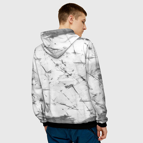 Мужская толстовка Серый трещины тай-дай / 3D-Черный – фото 4