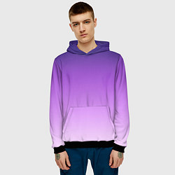 Толстовка-худи мужская Фиолетово-сиреневый градиент, цвет: 3D-черный — фото 2