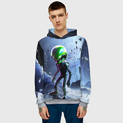 Толстовка-худи мужская Alien during a space storm, цвет: 3D-меланж — фото 2