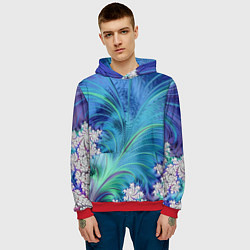 Толстовка-худи мужская Авангардная фрактальная композиция, цвет: 3D-красный — фото 2